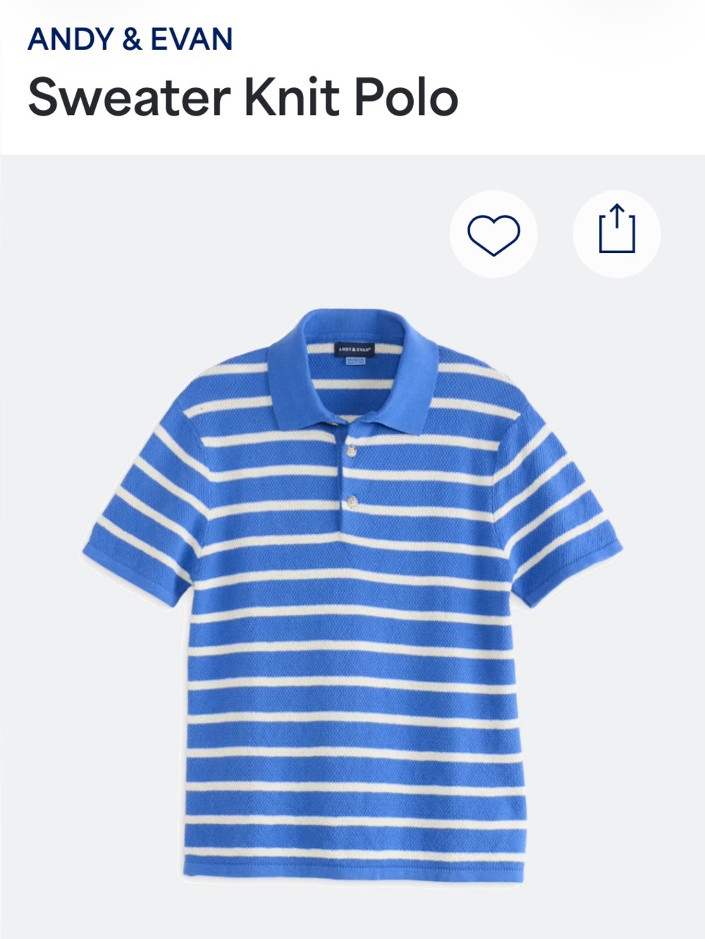 Andy & Evan Blue and White Striped Sweater Knit Polo